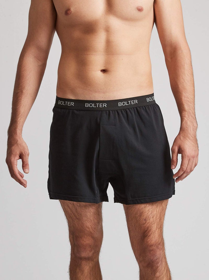 Bolter Menâ€™s 5-Pack Cotton Stretch Boxers Shorts (Medium, Black) - Image 2